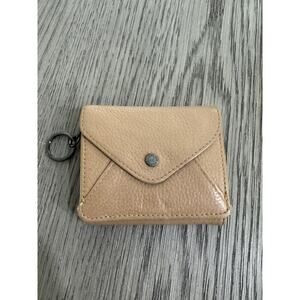 AIMEE KESTENBERG Tan Leather Ashley Pouch Card Tri Fold Wallet w/ Key Chain Clip